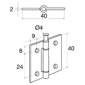 Pinet Zinc Plated Raw Nickel Plated Steel Butt Hinge 40mm x 40mm x 2mm 687-477