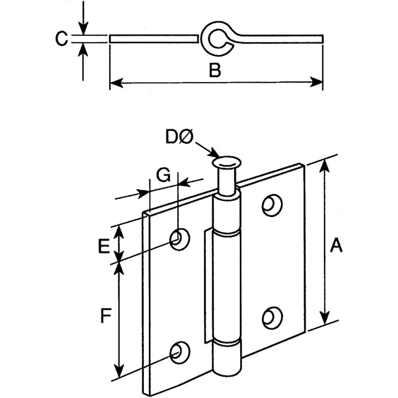 Pinet Zinc Plated Raw Nickel Plated Steel Butt Hinge 40mm x 40mm x 2mm 687-477