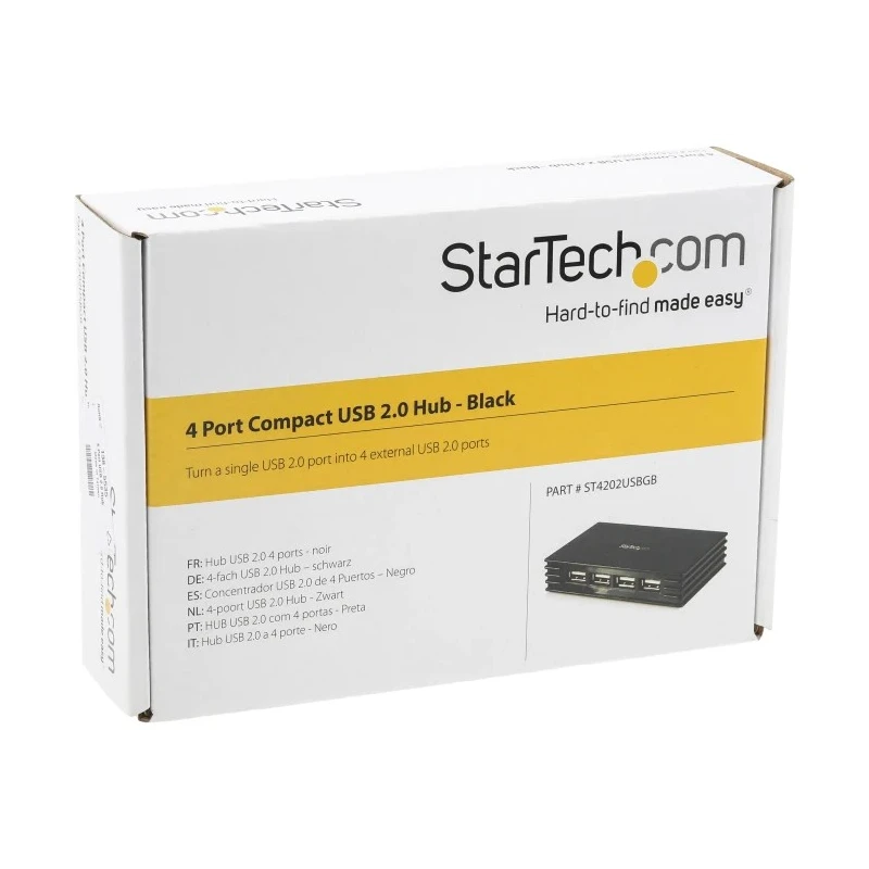 StarTech.com 4 Port USB 2.0 USB Hub AC Adapter Powered 100mm x 60mm x 20mm ST4202USBGB