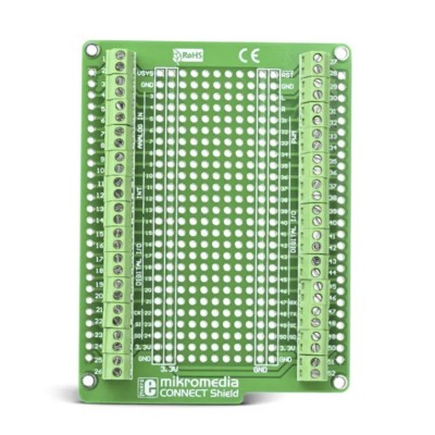 MikroElektronika Development Kit Accessory Connect Shield with Screw Terminals and Breadboard Area MIKROE-938