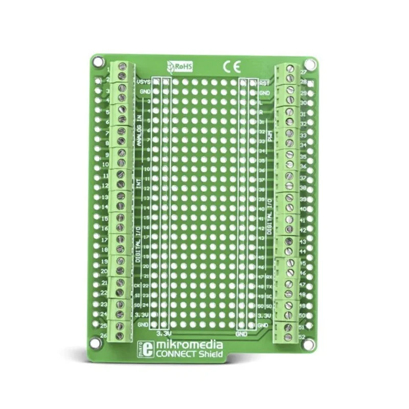 MikroElektronika Development Kit Accessory Connect Shield with Screw Terminals and Breadboard Area MIKROE-938