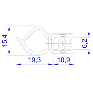 RS PRO Black Ethylene Propylene Diene Monomer Edging Strip 20 m 15.4 mm Width 30.2 mm Height 175-2580