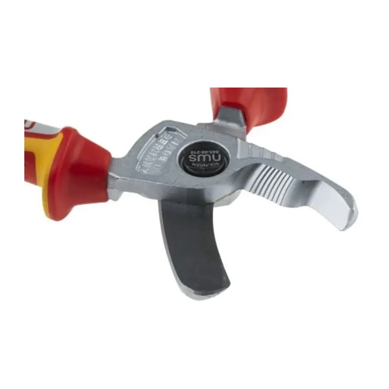 NWS ESD Safe Flush Cable Cutter 210mm, VDE/1000V Approved, Steel Blade, Rubber Grip, Plastic Handle N043-49-VDE-210-SB