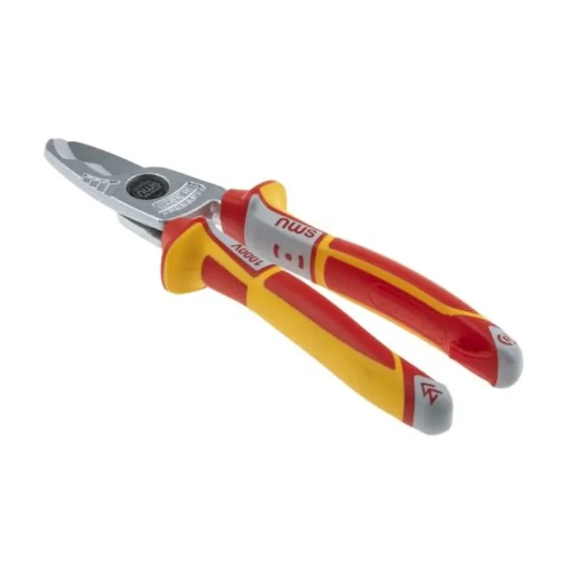 NWS ESD Safe Flush Cable Cutter 210mm, VDE/1000V Approved, Steel Blade, Rubber Grip, Plastic Handle N043-49-VDE-210-SB