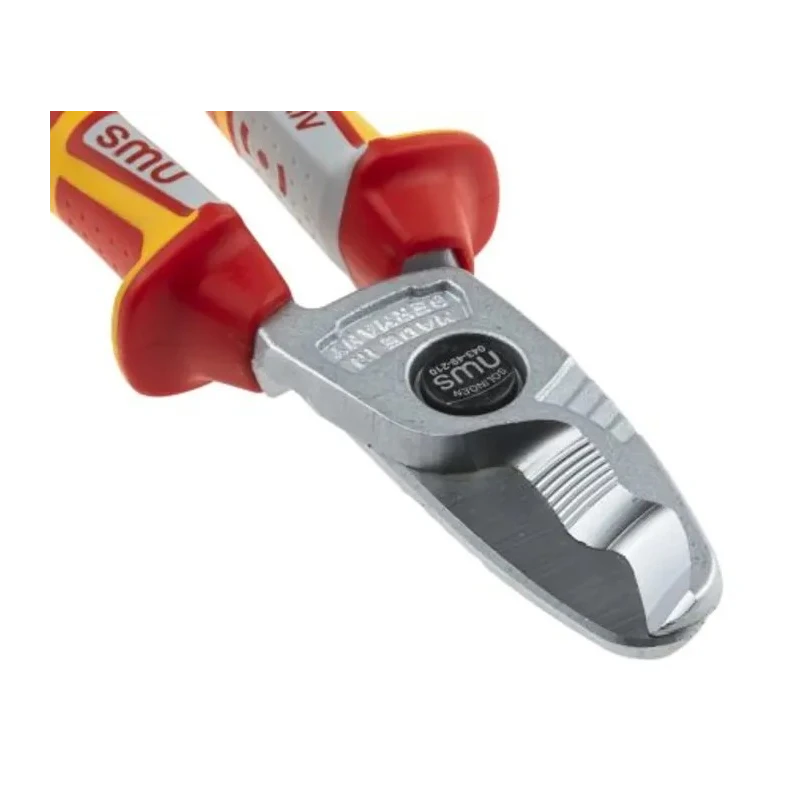 NWS ESD Safe Flush Cable Cutter 210mm, VDE/1000V Approved, Steel Blade, Rubber Grip, Plastic Handle N043-49-VDE-210-SB