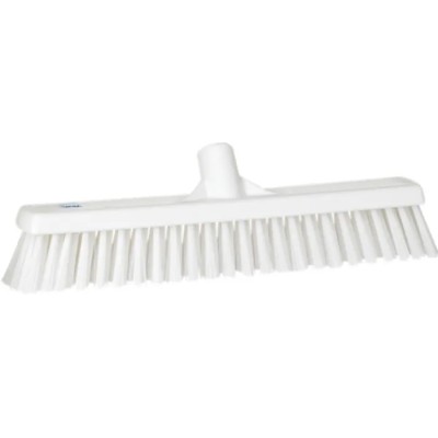 Vikan Push Broom for Wet Areas and Dry Areas, White, 410mm Width, 52mm Bristle Length, Model 31745