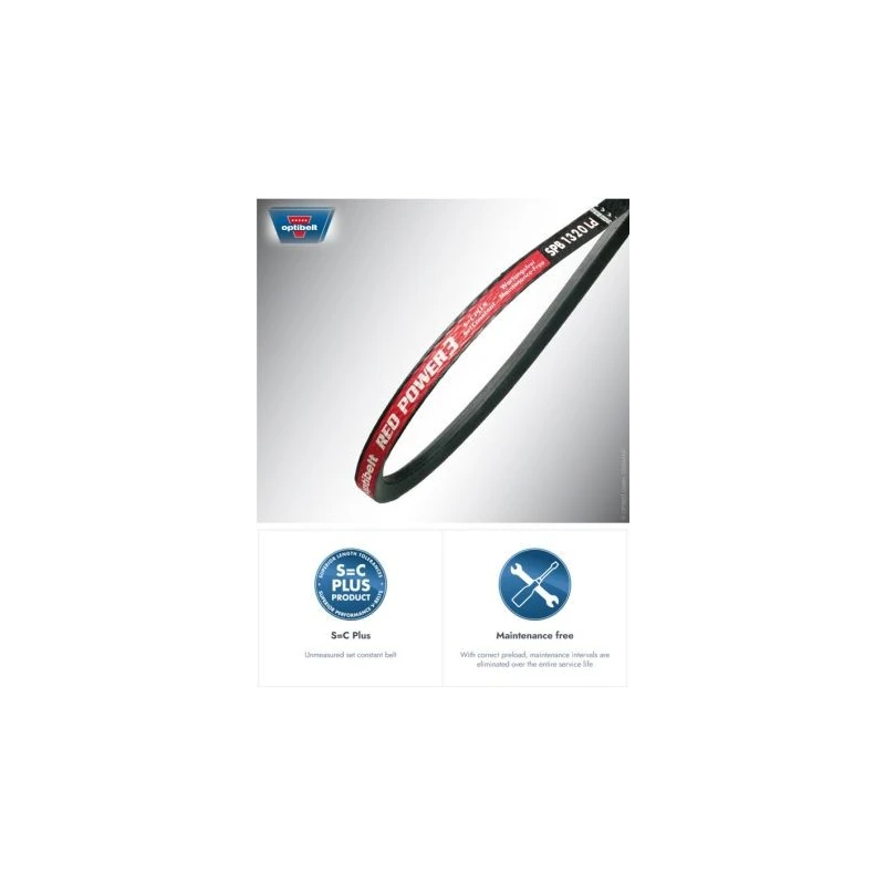 OPTIBELT RED POWER 3 Wedge Belt, Belt Section SPB, Outside Length 2382 mm, Inside Length 2300 mm, 16.3 mm Width SPB 2360 RP