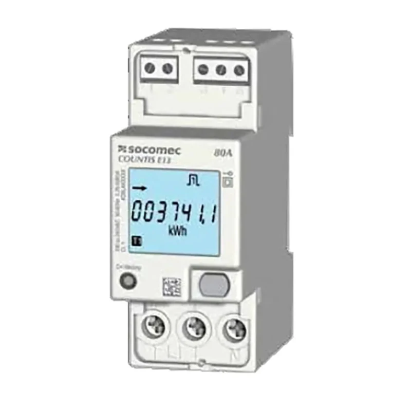 Socomec 1 Phase Electrical LCD Backlight Energy Meter Model with 1% Accuracy Italy 90mm Cutout Height 36mm Cutout 48503043