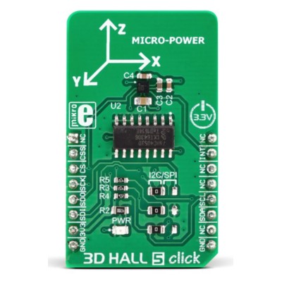 MikroElektronika 3D Hall 5 Click Magnetic Field Sensor Evaluation Board MIKROE-3197
