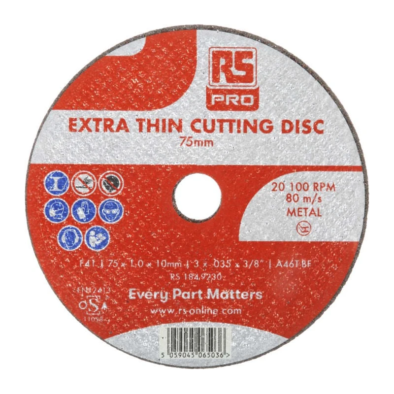 RS PRO Abrasive Disc Aluminium Oxide 75 mm Diameter P120 Grit 10 Per Pack 20400 RPM 184-9230