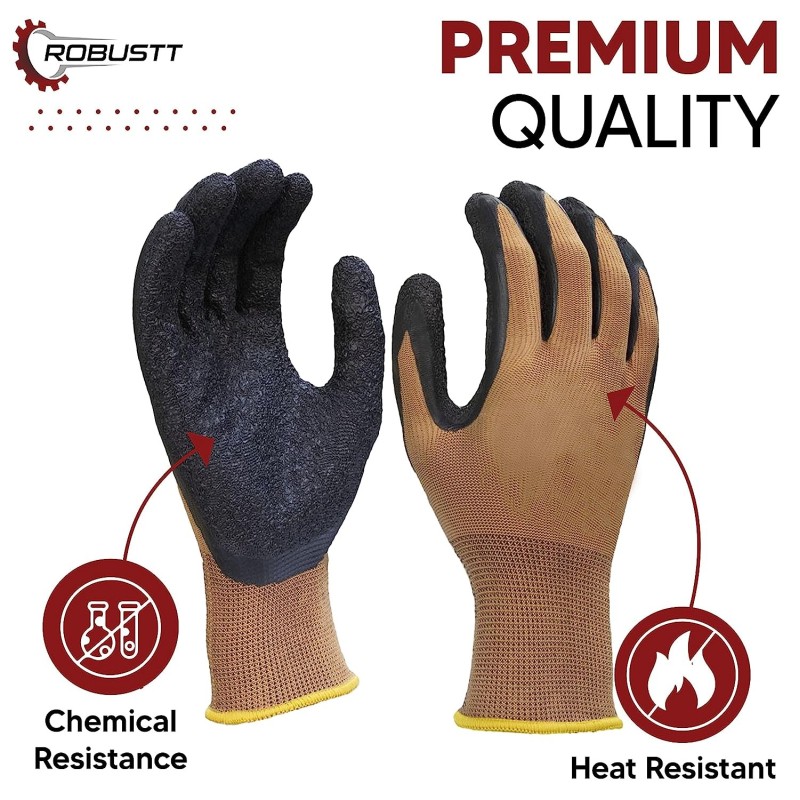 Buy Robustt Brown on Black Nylon Nitrile Gloves - Pack of 100