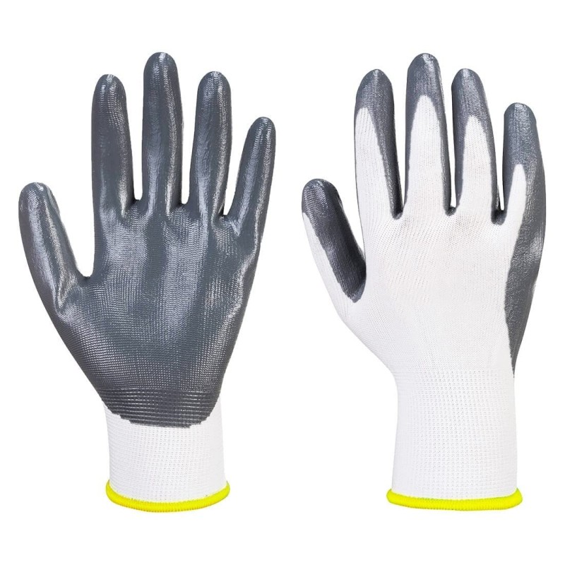 Buy Robustt White on Grey Nylon Nitrile Gloves - Pack of 100