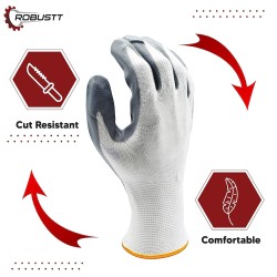 Buy Robustt White on Grey Nylon Nitrile Gloves - Pack of 100