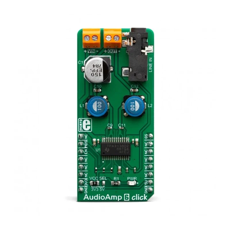 MikroElektronika Audio Amplifier Click Board for Class D Amplifier TPA3138D2 with GPIO Interface MIKROE-3448
