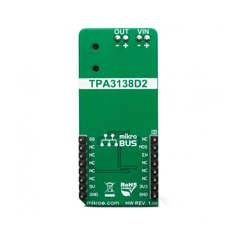 MikroElektronika Audio Amplifier Click Board for Class D Amplifier TPA3138D2 with GPIO Interface MIKROE-3448