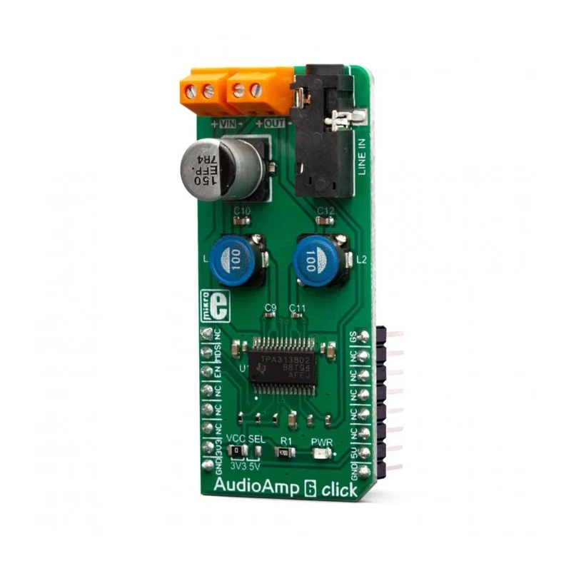 MikroElektronika Audio Amplifier Click Board for Class D Amplifier TPA3138D2 with GPIO Interface MIKROE-3448