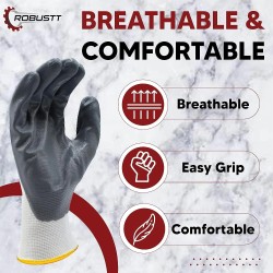 Buy Robustt White on Grey Nylon Nitrile Gloves - Pack of 100