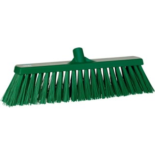 Vikan Heavy Duty Broom with Polyethylene Terephthalate Bristles, Green, Push Broom Style, 90mm Width, 109mm Bristle 29202