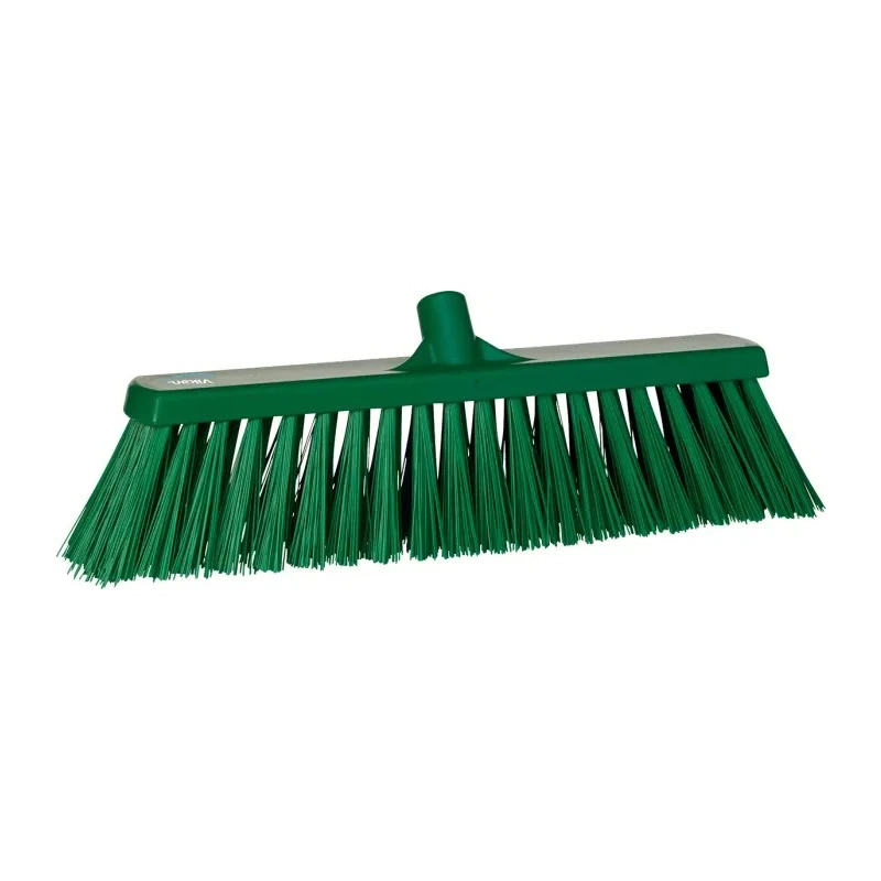 Vikan Heavy Duty Broom with Polyethylene Terephthalate Bristles, Green, Push Broom Style, 90mm Width, 109mm Bristle 29202