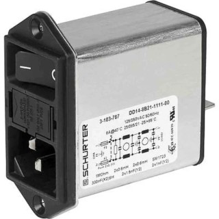 Schurter IEC Appliance Inlet C14 2-Stage Line Filter 10A 250V Screw Mount 3-104-207