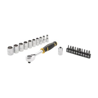 Stanley 22-Piece 1/4 in 12 Point Socket Set Drive Size 1/4 in Ratchet FMMT82679-0