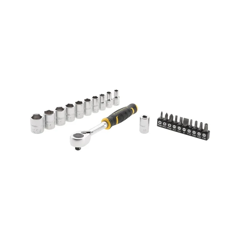 Stanley 22-Piece 1/4 in 12 Point Socket Set Drive Size 1/4 in Ratchet FMMT82679-0