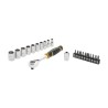 Stanley 22-Piece 1/4 in 12 Point Socket Set Drive Size 1/4 in Ratchet FMMT82679-0