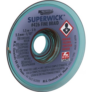 Super Wick De-Soldering Braid 1.5 m Length, 2.5 mm Width, Model 426