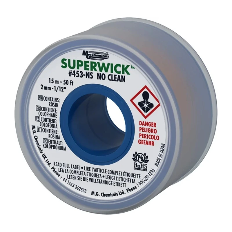 Super Wick No-Clean De-Soldering Braid 15 m Length 2mm Width 453-NS