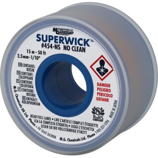 Super Wick No Clean De-Soldering Braid 2.5 mm Width 15 m Length 454-NS