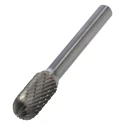 Dormer Ball Nosed Cylinder Burr, Head Diameter 9.6 mm, Shank Diameter 6 mm, Overall Length 64 mm, Bright Finish P8059.6X6.0