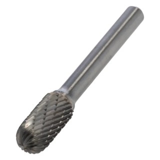 Dormer Ball Nosed Cylinder Burr, Head Diameter 9.6 mm, Shank Diameter 6 mm, Overall Length 64 mm, Bright Finish P8059.6X6.0