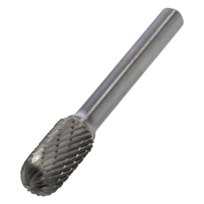 Dormer Ball Nosed Cylinder Burr, Head Diameter 9.6 mm, Shank Diameter 6 mm, Overall Length 64 mm, Bright Finish P8059.6X6.0