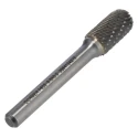 Dormer Ball Nosed Cylinder Burr, Head Diameter 9.6 mm, Shank Diameter 6 mm, Overall Length 64 mm, Bright Finish P8059.6X6.0