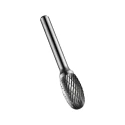 Dormer P809 Series Oval Burr, 12.7 mm Head Diameter, 6 mm Shank Diameter, Bright Finish P80912.7X6.0