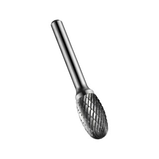 Dormer P809 Series Oval Burr, 12.7 mm Head Diameter, 6 mm Shank Diameter, Bright Finish P80912.7X6.0