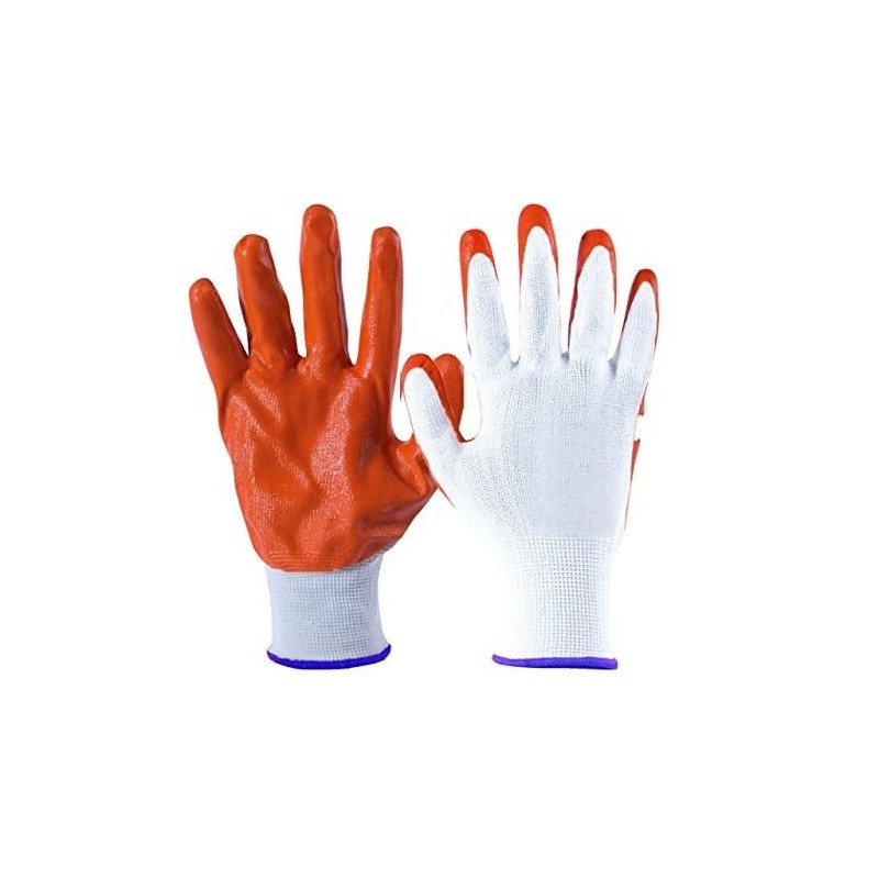 Buy Robustt White on Orange Nylon Gloves - Pack of 500