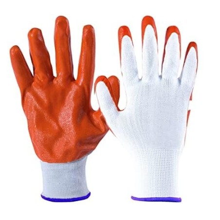 Buy Robustt White on Orange Nylon Gloves - Pack of 500