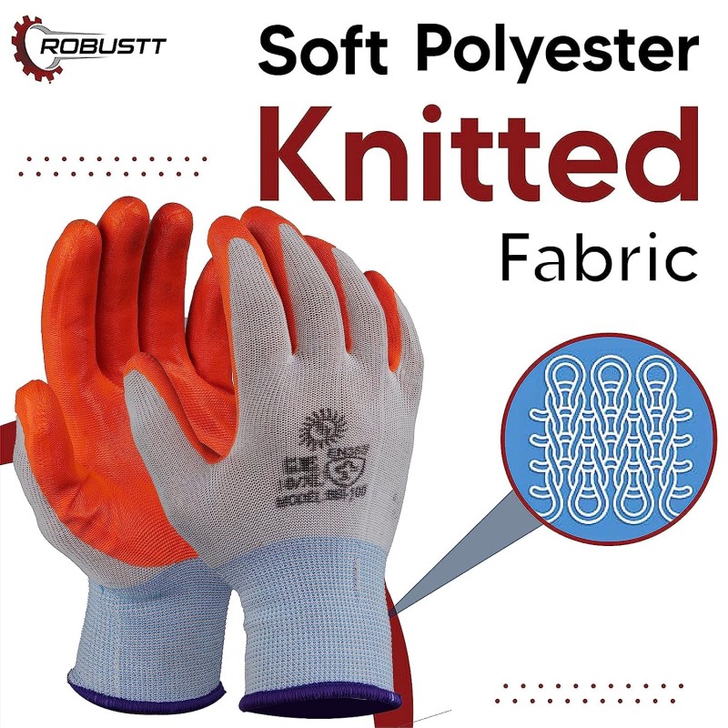 Buy Robustt White on Orange Nylon Gloves - Pack of 500