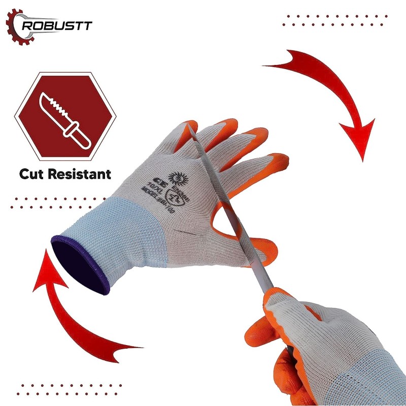 Buy Robustt White on Orange Nylon Gloves - Pack of 500