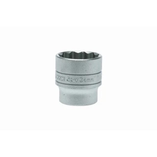 Teng Tools 1/2 in Drive 34 mm 12 Point Bi-Hexagon Chrome Vanadium Socket 45.5mm Overall Length M120534-C