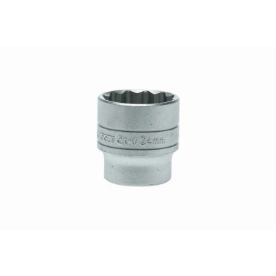 Teng Tools 1/2 in Drive 34 mm 12 Point Bi-Hexagon Chrome Vanadium Socket 45.5mm Overall Length M120534-C