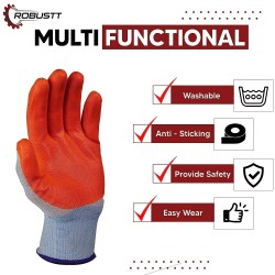 Buy Robustt White on Orange Nylon Gloves - Pack of 500