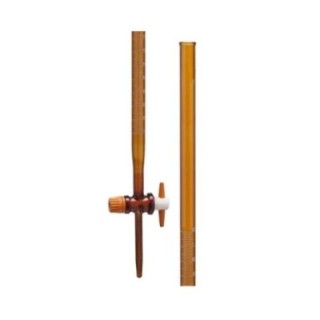 Amber Burettes With Straight Bore PTFE Key Stopcock for Lab image-1