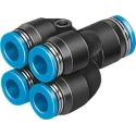 Festo QSQ Series Pneumatic Fitting Polybutylene Terephthalate Push-in Double Y Tube-to-Tube Adaptor 8 mm to 6 mm QSQ-8-6