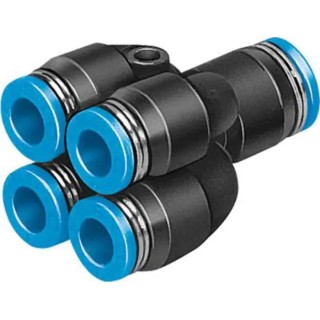 Festo QSQ Series Pneumatic Fitting Polybutylene Terephthalate Push-in Double Y Tube-to-Tube Adaptor 8 mm to 6 mm QSQ-8-6