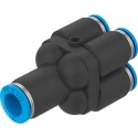 Festo QSQ Series Pneumatic Fitting Polybutylene Terephthalate Push-in Double Y Tube-to-Tube Adaptor 8 mm to 6 mm QSQ-8-6