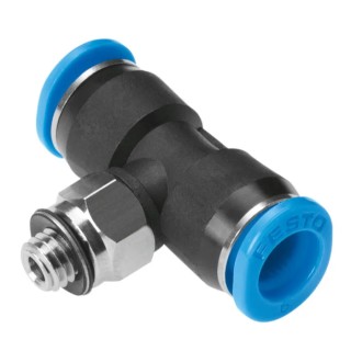 Festo Pneumatic Fitting Threaded-to-Tube M5 Male 4 mm Nickel-Plated Brass QSMT-M5-4