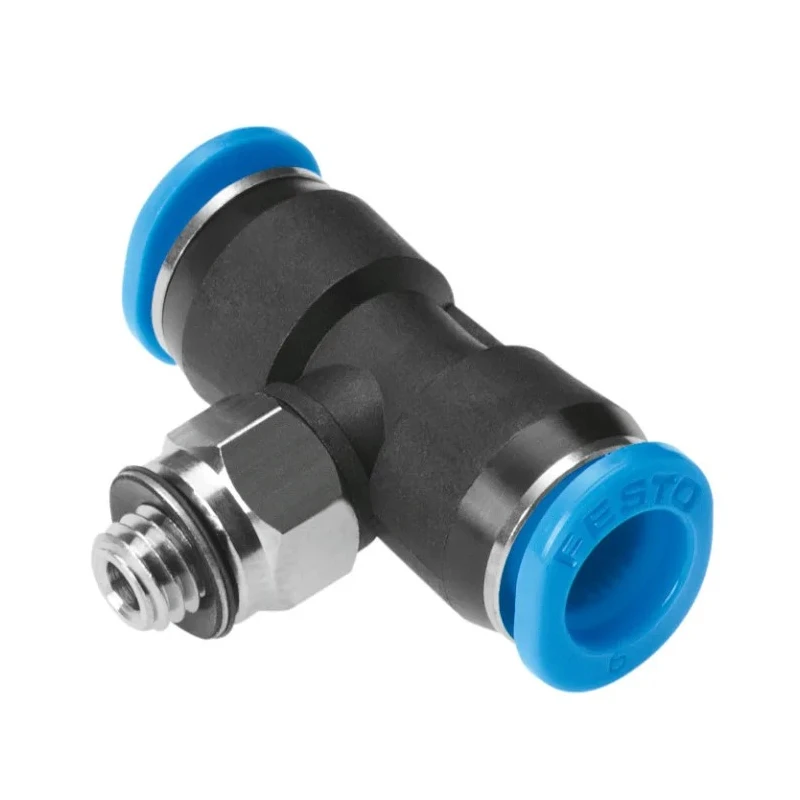 Festo Pneumatic Fitting Threaded-to-Tube M5 Male 4 mm Nickel-Plated Brass QSMT-M5-4
