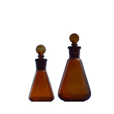 Amber Volumetric Flask With Interchangeable Stopper for Lab image-1